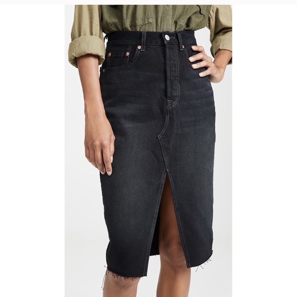 NEW Levi's Black Deconstructed Denim Pencil Skirt - Picture 12 of 12